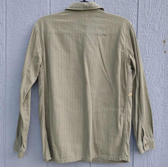 Topshop Ethan Rose Appliqué Utility Jacket Army Green Size 6 - Picture 2 of 11